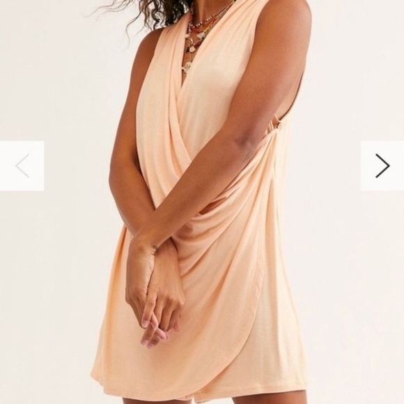 Free People Beach Wavy Baby Peach Romper Coverup Size Small Coastal Resort - Picture 1 of 9